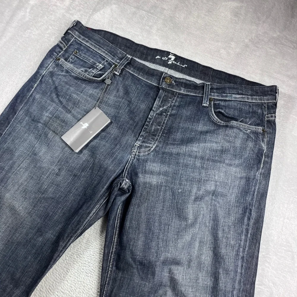 7 For All Mankind Standard Straight Leg Jeans Mens 38 Blue‎ T521408S Button Fly